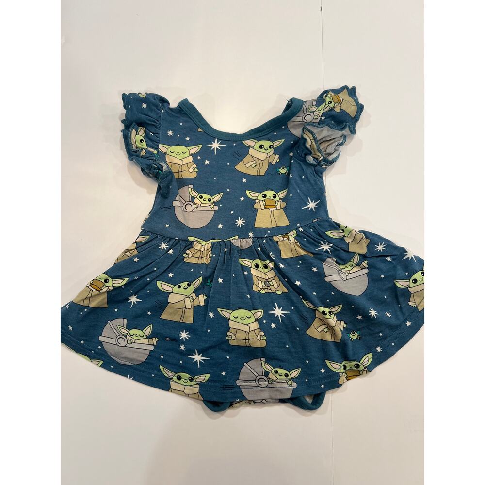 Little Sleepies Star Wars Grogu Twirl Dress Bodysuit 0-3 Months Bamboo